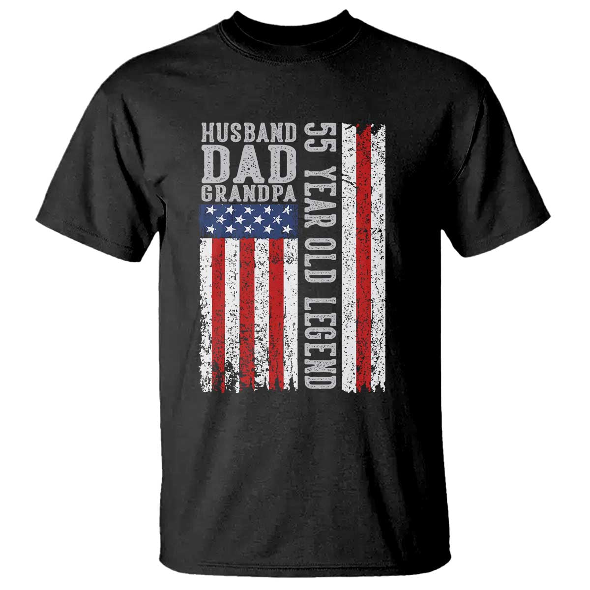 Husband Dad Grandpa 55 Year Old Legend T Shirt American Flag Birthday Gift
