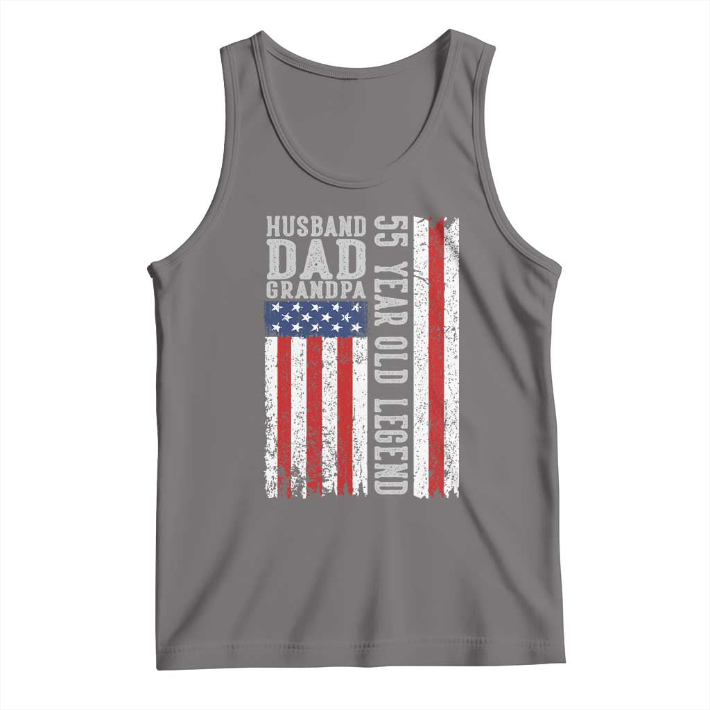Husband Dad Grandpa 55 Year Old Legend Tank Top American Flag Birthday Gift