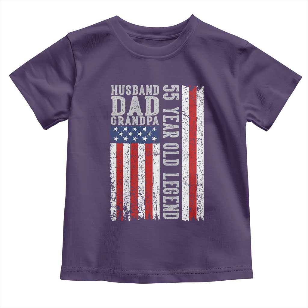 Husband Dad Grandpa 55 Year Old Legend Toddler T Shirt American Flag Birthday Gift