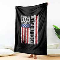Husband Dad Grandpa 45 Year Old Legend Throw Blanket American Flag Birthday Gift