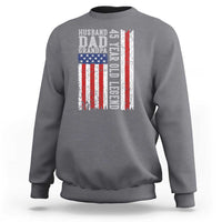 Husband Dad Grandpa 45 Year Old Legend Sweatshirt American Flag Birthday Gift