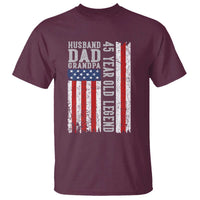 Husband Dad Grandpa 45 Year Old Legend T Shirt American Flag Birthday Gift