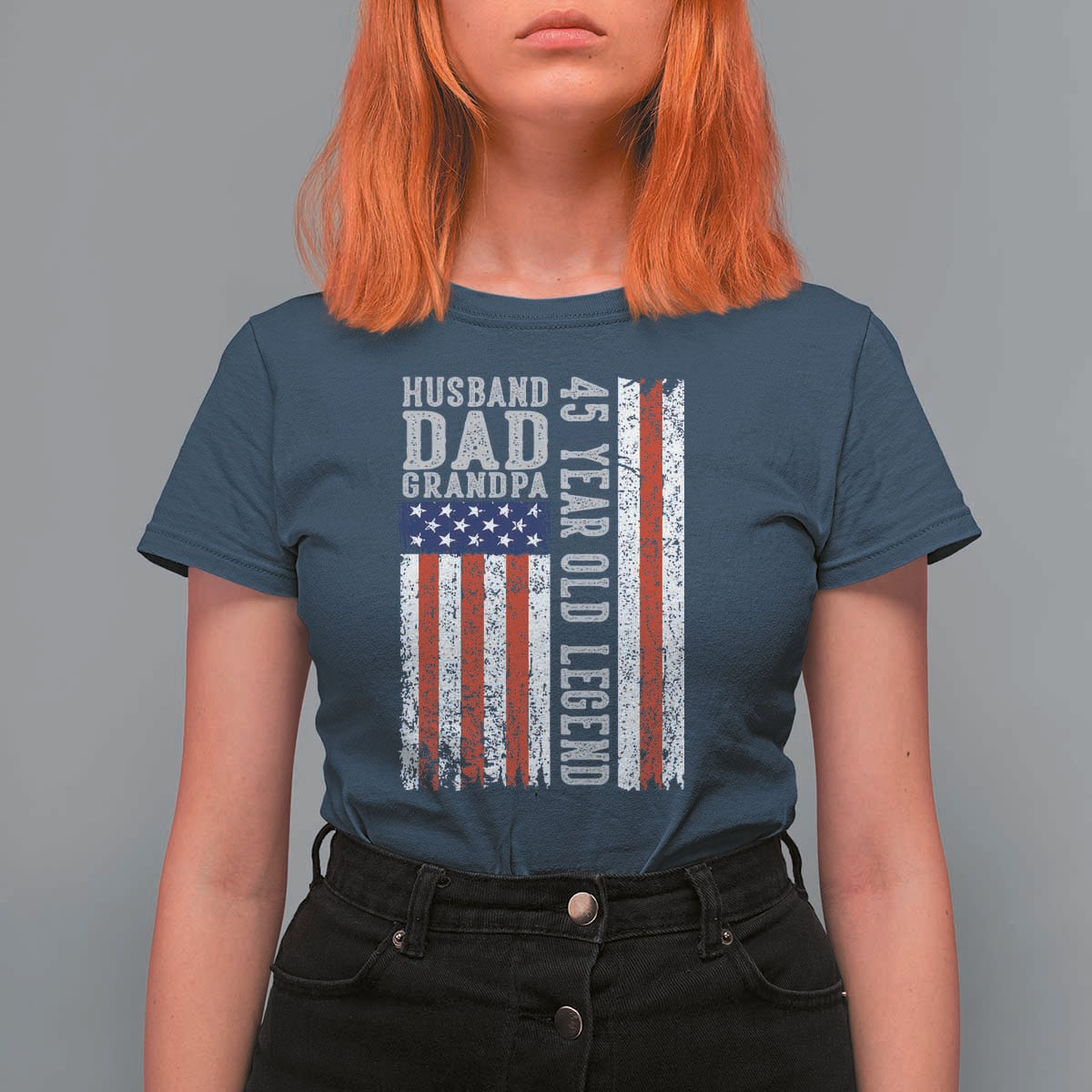 Husband Dad Grandpa 45 Year Old Legend T Shirt For Women American Flag Birthday Gift