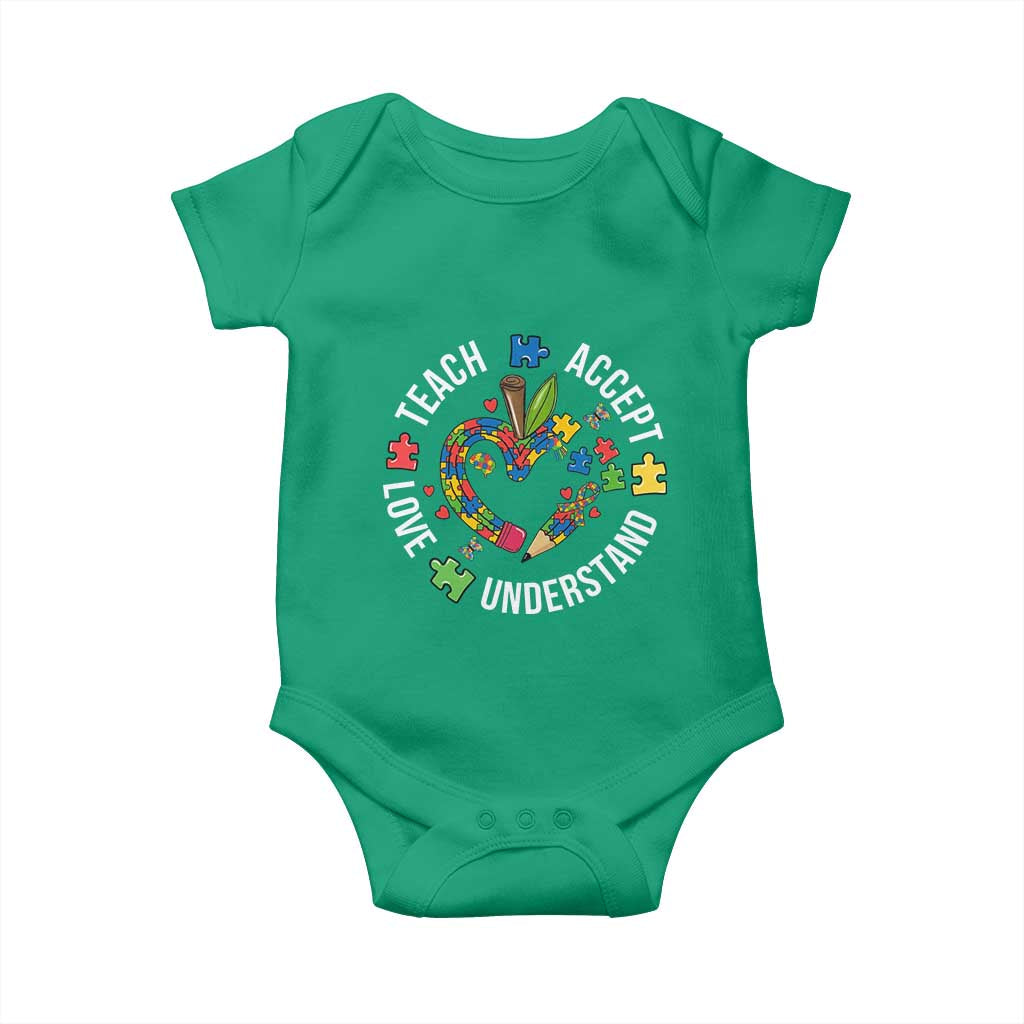 Special Education Teacher Autism Baby Onesie Teach Accept Understand Love