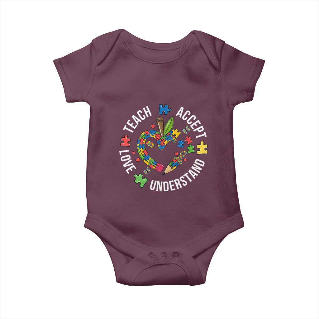 Special Education Teacher Autism Baby Onesie Teach Accept Understand Love