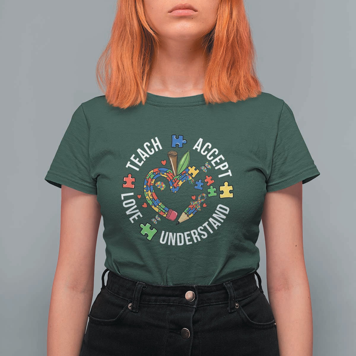 Special Education Teacher Autism T Shirt For Women Teach Accept Understand Love