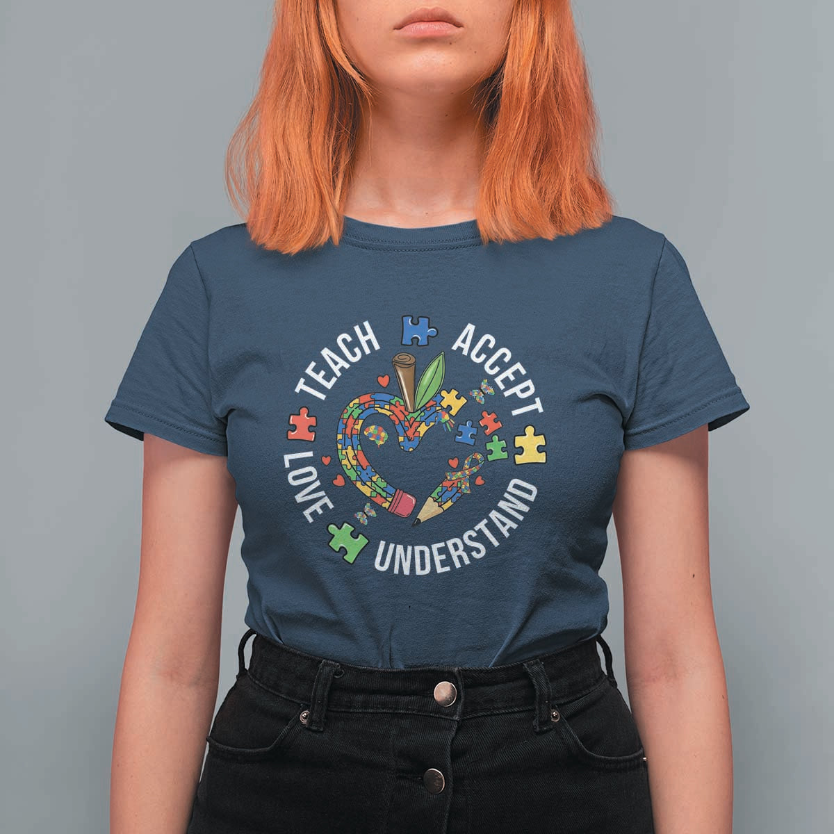 Special Education Teacher Autism T Shirt For Women Teach Accept Understand Love