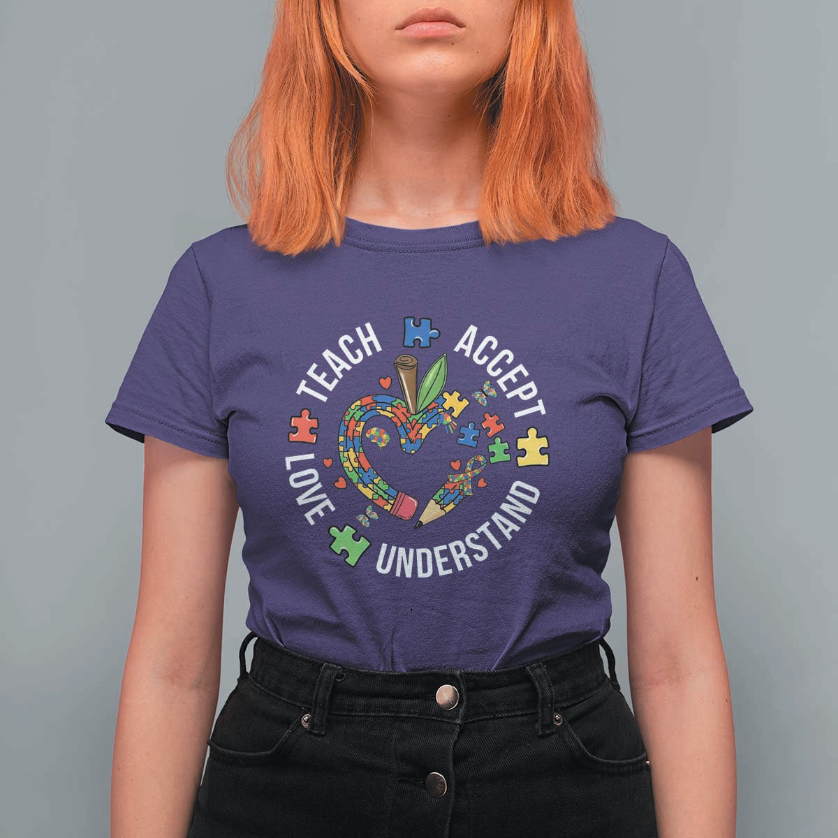 Special Education Teacher Autism T Shirt For Women Teach Accept Understand Love