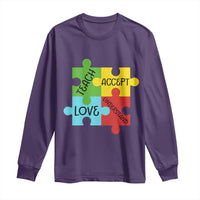 Special Ed Educator Autism Support Long Sleeve Shirt Teach Accept Understand Love