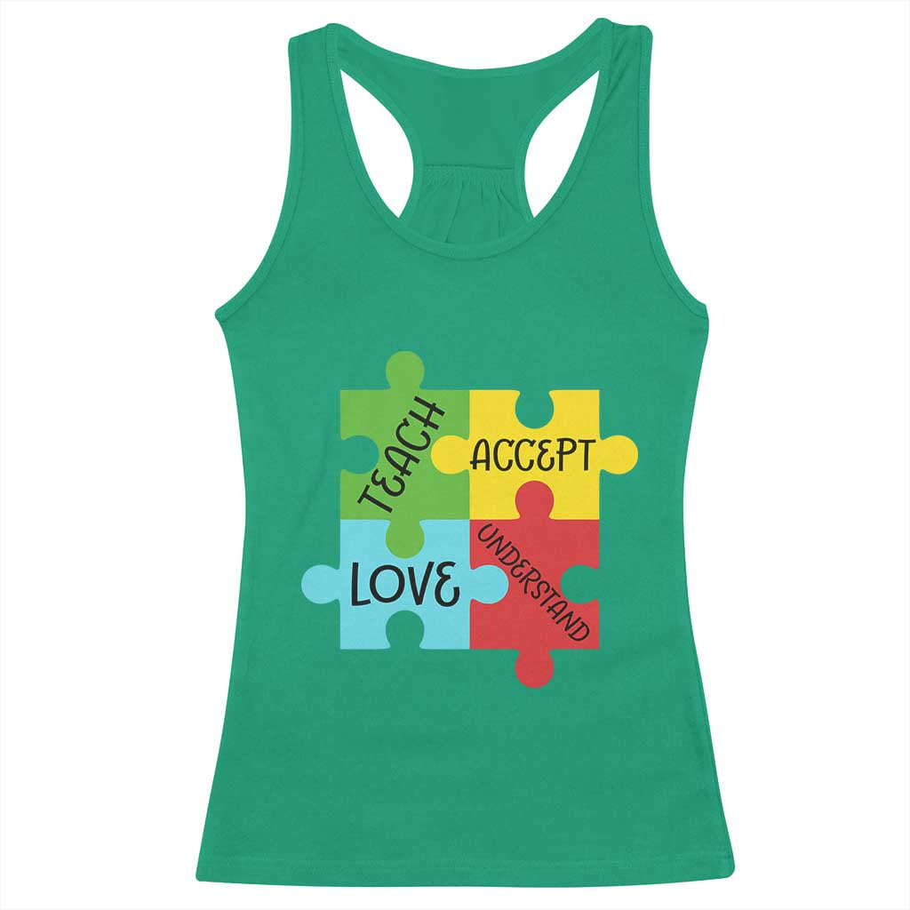 Special Ed Educator Autism Support Racerback Tank Top Teach Accept Understand Love