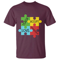 Special Ed Educator Autism Support T Shirt Teach Accept Understand Love