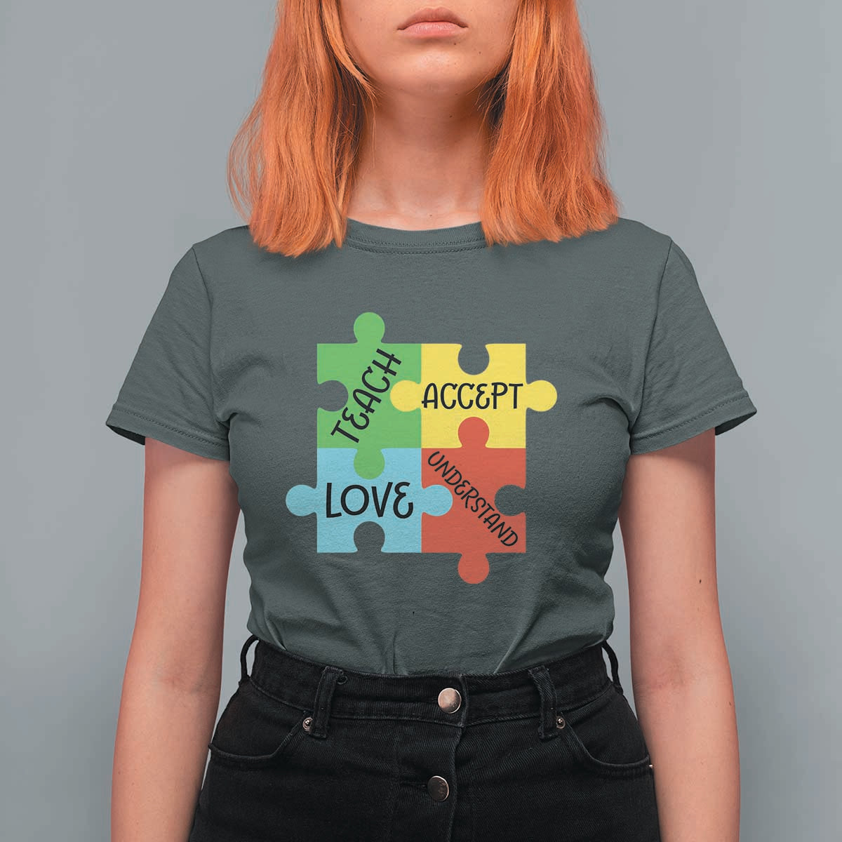 Special Ed Educator Autism Support T Shirt For Women Teach Accept Understand Love