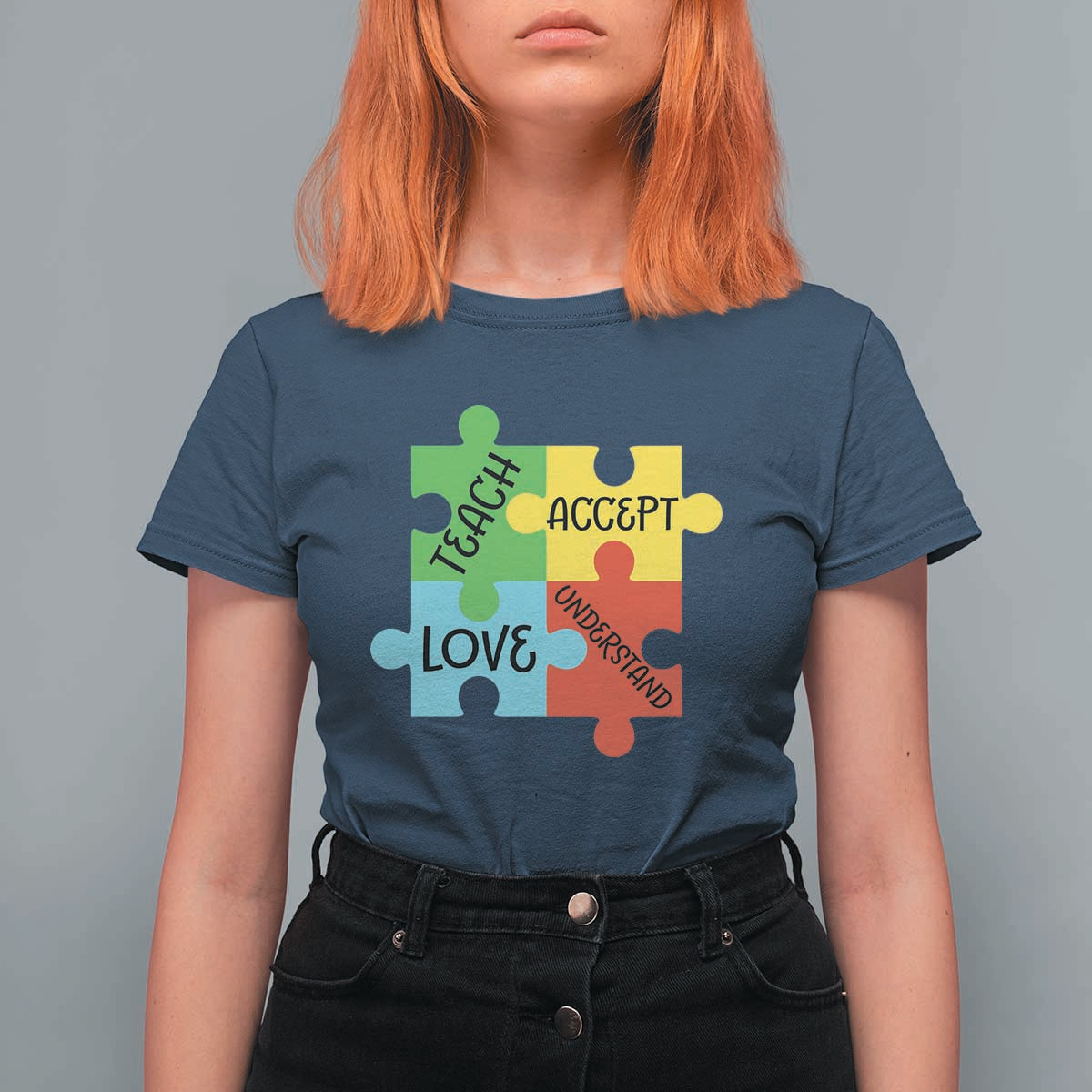 Special Ed Educator Autism Support T Shirt For Women Teach Accept Understand Love