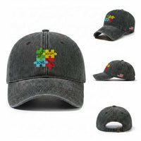 Special Ed Educator Autism Support Washed Cotton Baseball Cap Teach Accept Understand Love