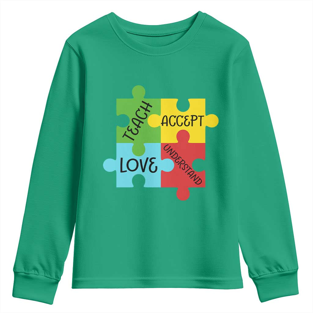 Special Ed Educator Autism Support Youth Sweatshirt Teach Accept Understand Love
