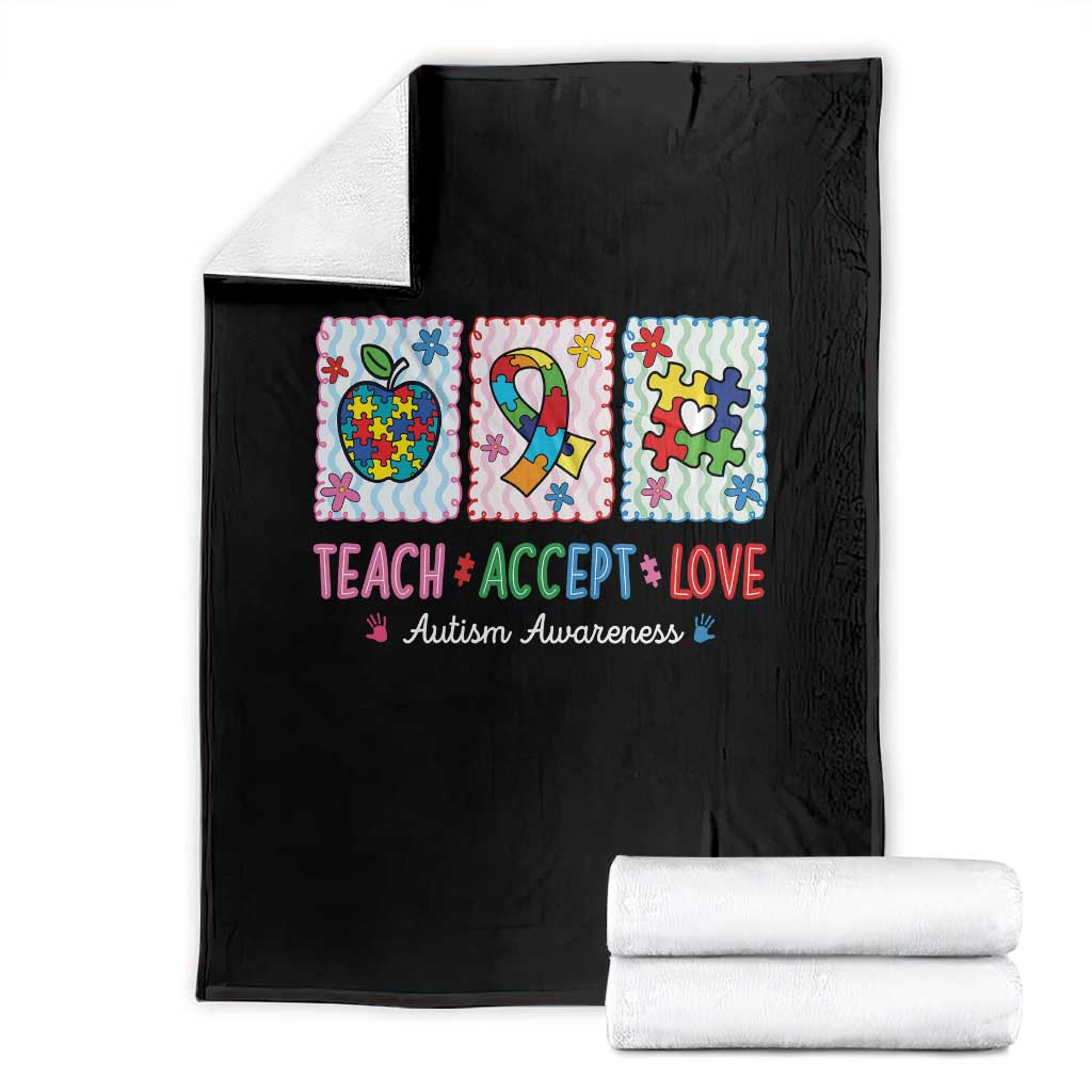 Autism Acceptance Support Throw Blanket Teach Accept Love