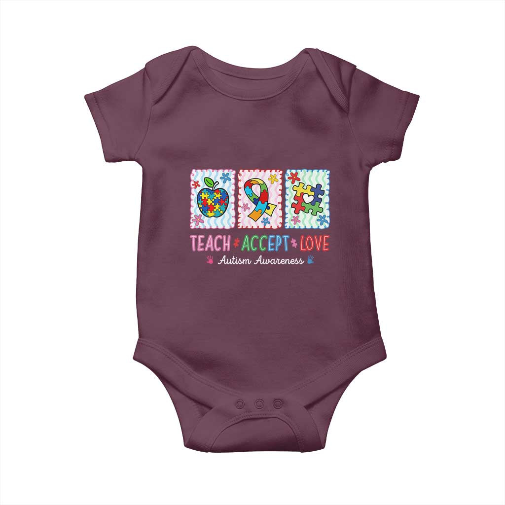Autism Acceptance Support Baby Onesie Teach Accept Love