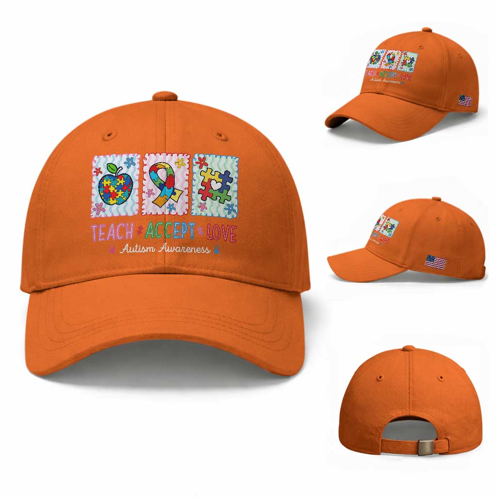 Autism Acceptance Support Baseball Cap Teach Accept Love
