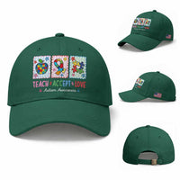 Autism Acceptance Support Baseball Cap Teach Accept Love