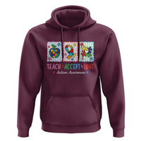 Autism Acceptance Support Hoodie Teach Accept Love