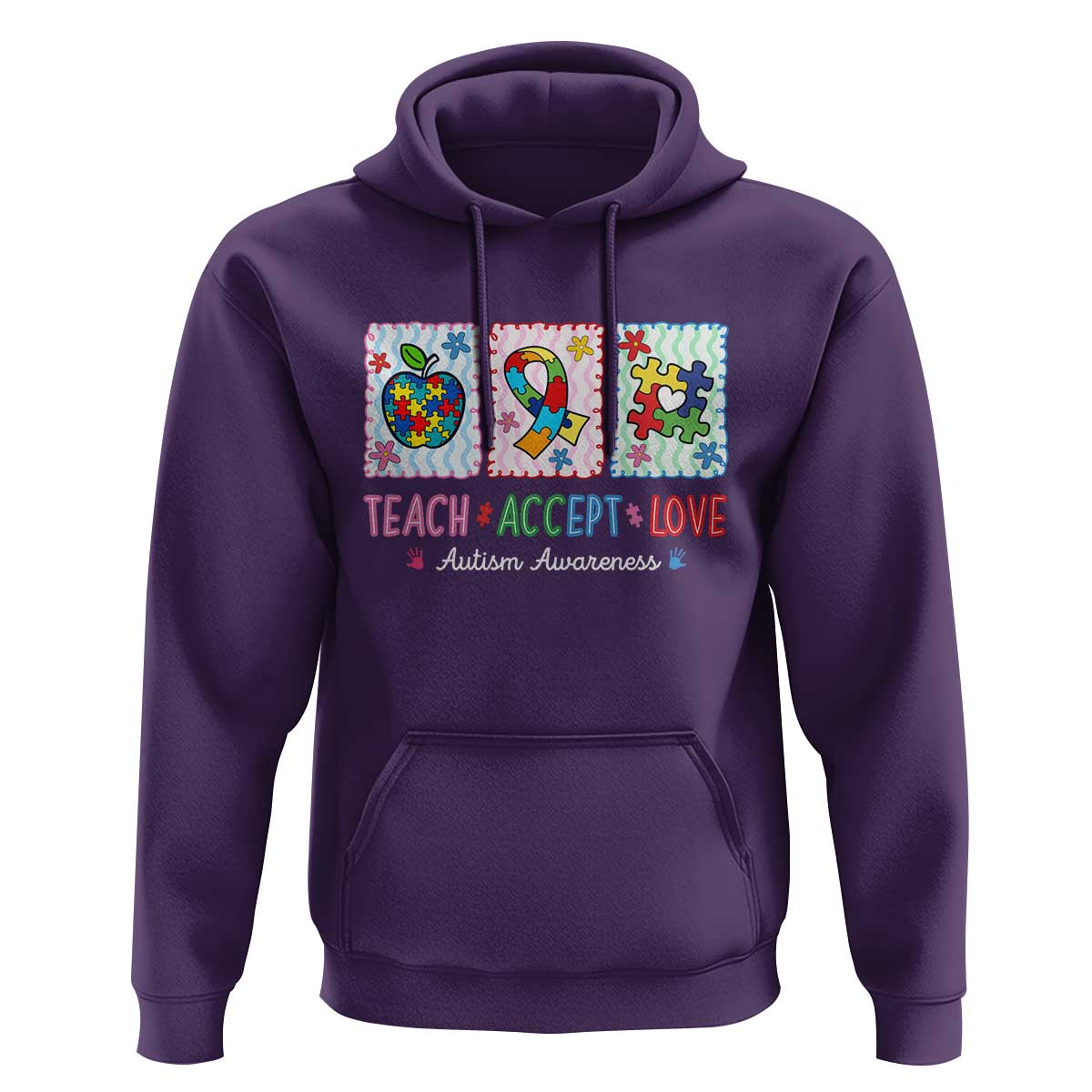 Autism Acceptance Support Hoodie Teach Accept Love