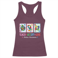 Autism Acceptance Support Racerback Tank Top Teach Accept Love
