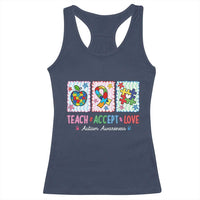 Autism Acceptance Support Racerback Tank Top Teach Accept Love