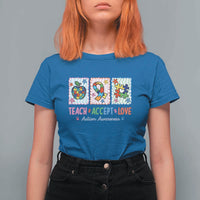 Autism Acceptance Support T Shirt For Women Teach Accept Love