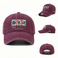 Autism Acceptance Support Washed Cotton Baseball Cap Teach Accept Love