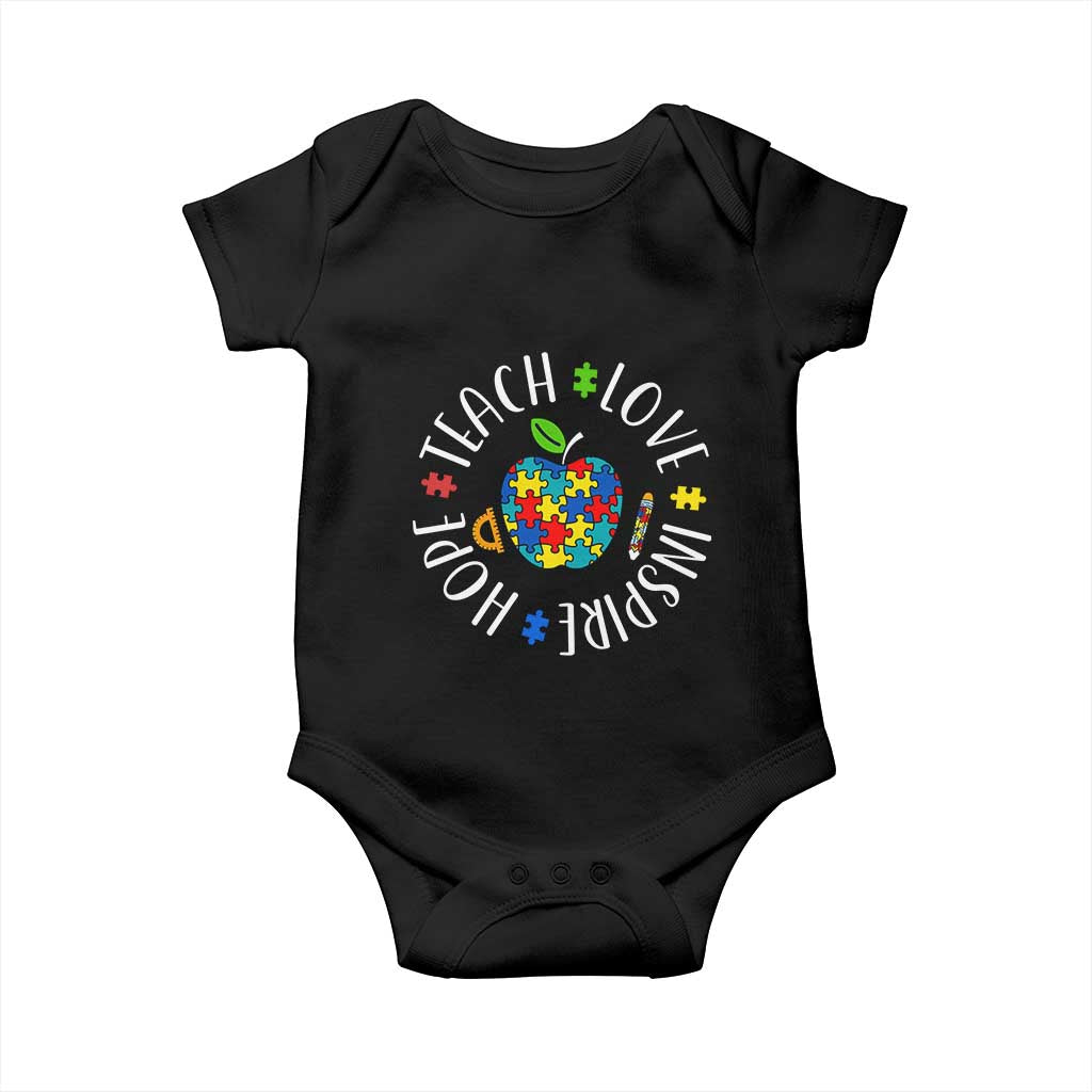 Autism Acceptance Teacher Baby Onesie Teach Love Hope Inspire