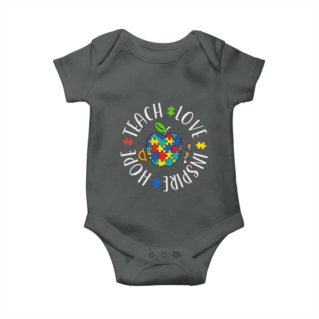 Autism Acceptance Teacher Baby Onesie Teach Love Hope Inspire
