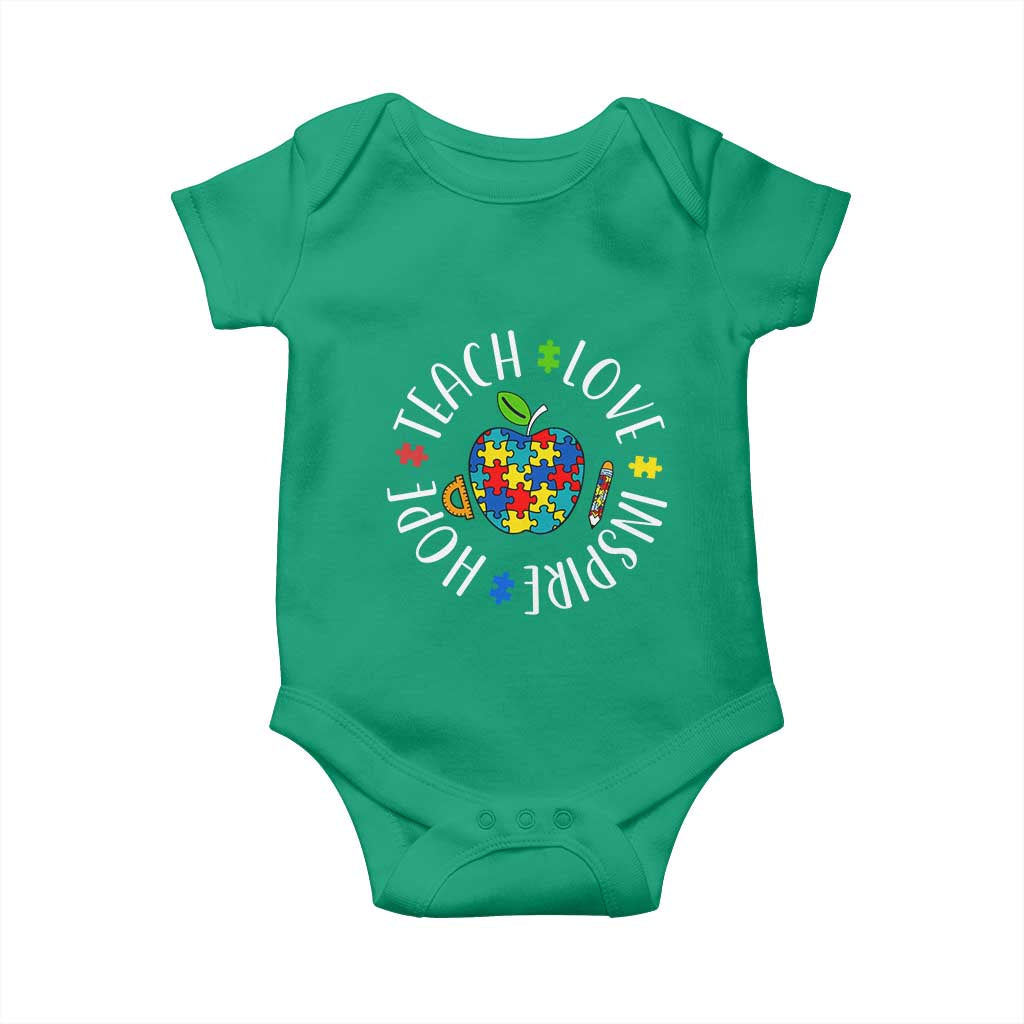 Autism Acceptance Teacher Baby Onesie Teach Love Hope Inspire