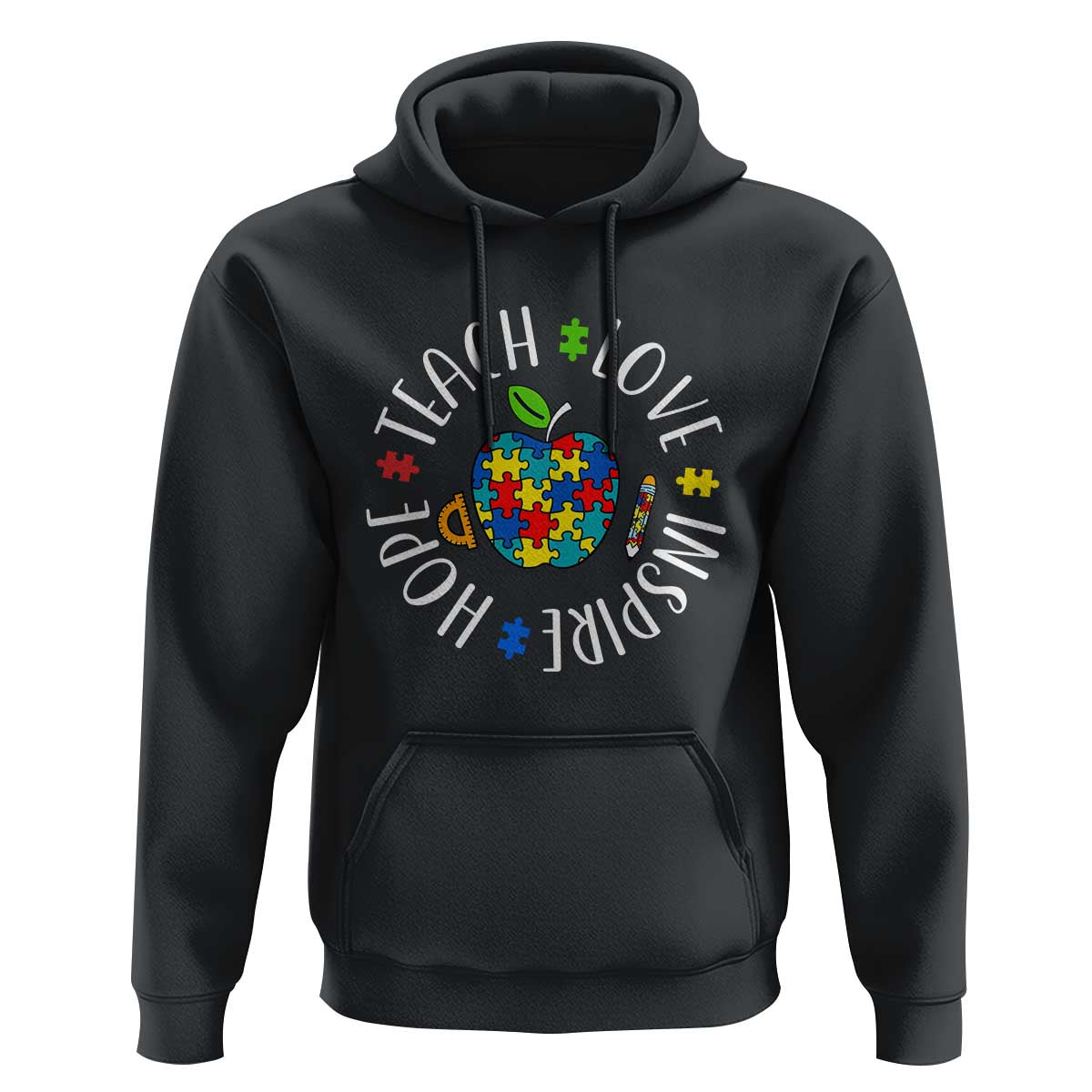 Autism Acceptance Teacher Hoodie Teach Love Hope Inspire
