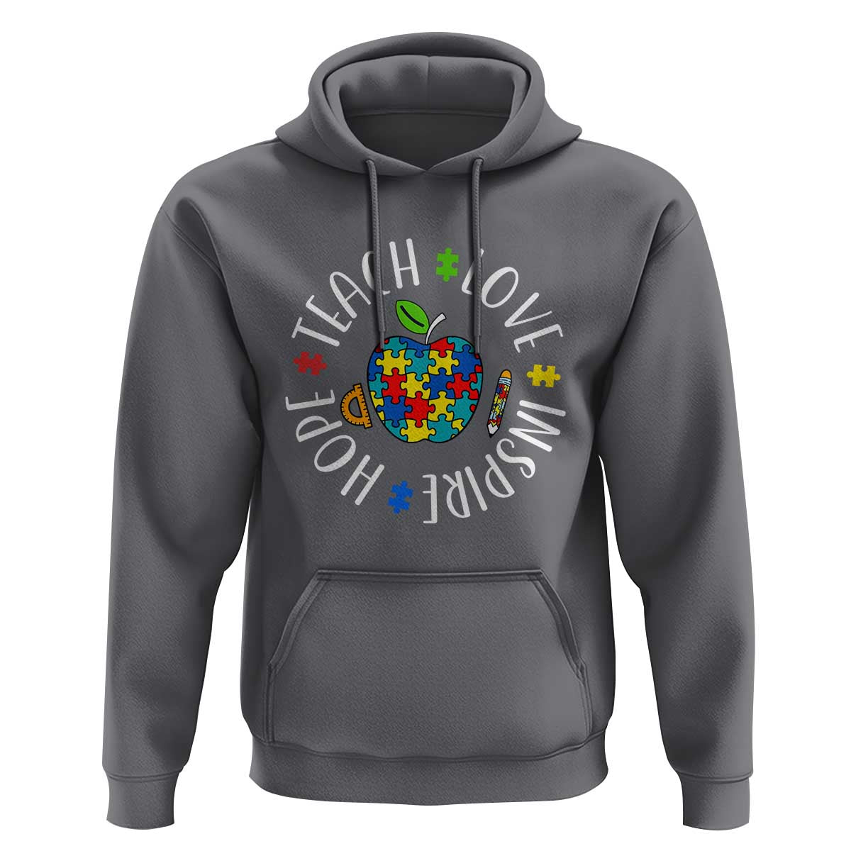 Autism Acceptance Teacher Hoodie Teach Love Hope Inspire