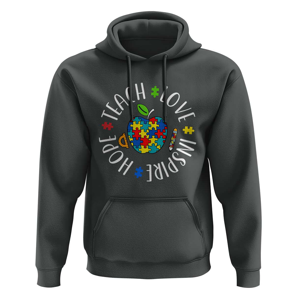 Autism Acceptance Teacher Hoodie Teach Love Hope Inspire