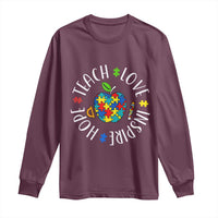Autism Acceptance Teacher Long Sleeve Shirt Teach Love Hope Inspire