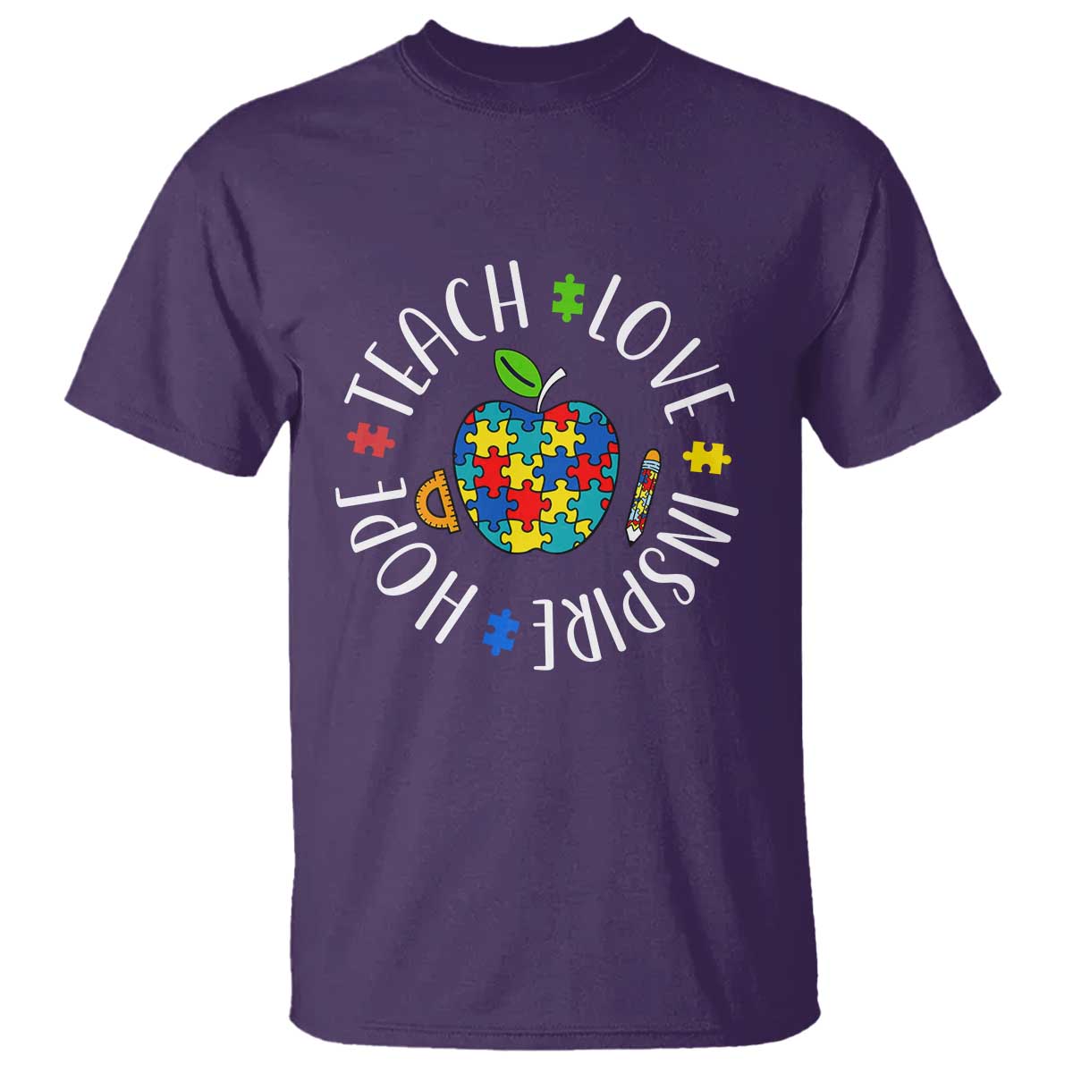 Autism Acceptance Teacher T Shirt Teach Love Hope Inspire