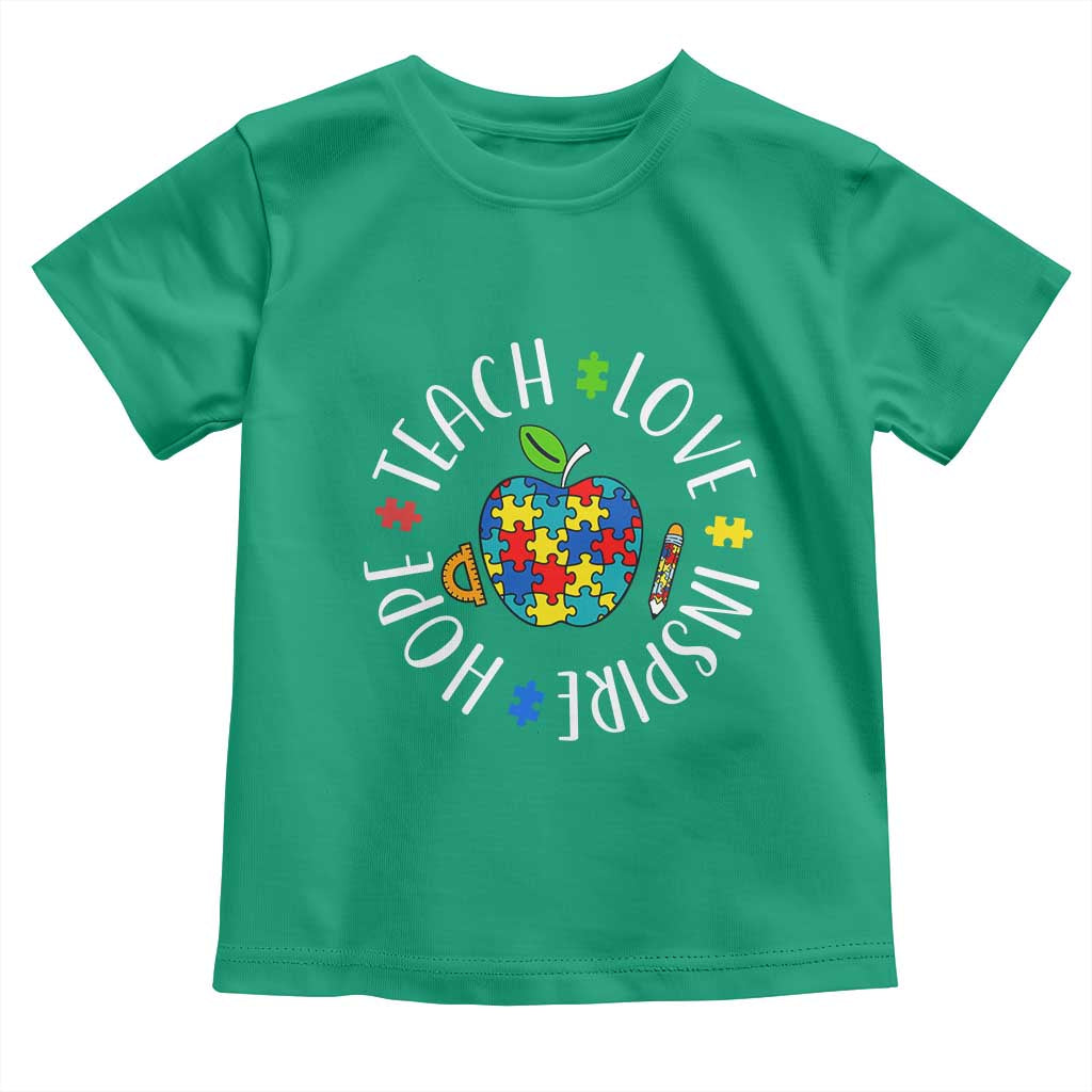 Autism Acceptance Teacher Toddler T Shirt Teach Love Hope Inspire