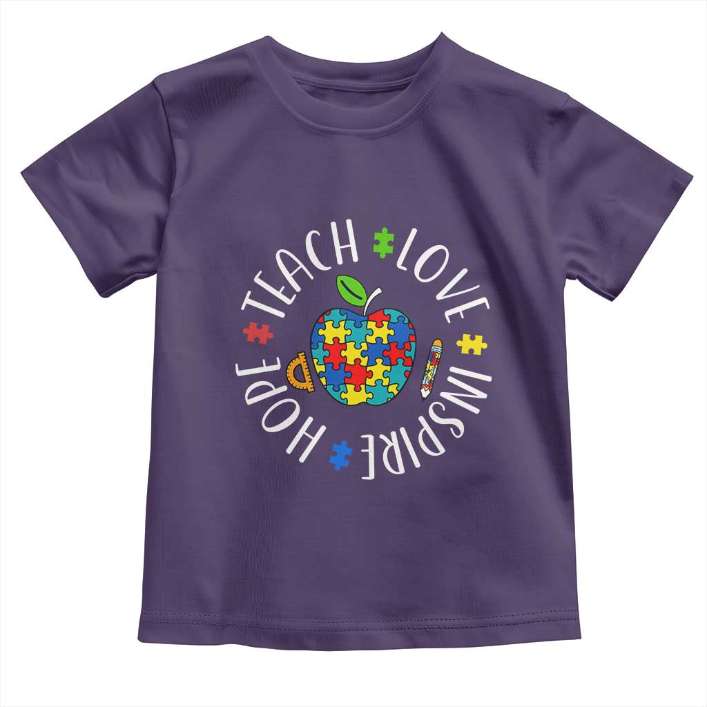 Autism Acceptance Teacher Toddler T Shirt Teach Love Hope Inspire