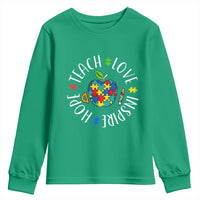 Autism Acceptance Teacher Youth Sweatshirt Teach Love Hope Inspire