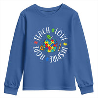 Autism Acceptance Teacher Youth Sweatshirt Teach Love Hope Inspire