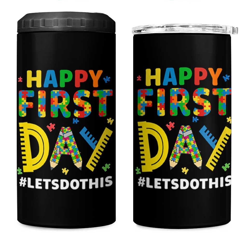 Autism Acceptance Back To School Educator 4 in 1 Can Cooler Tumbler Happy First Day