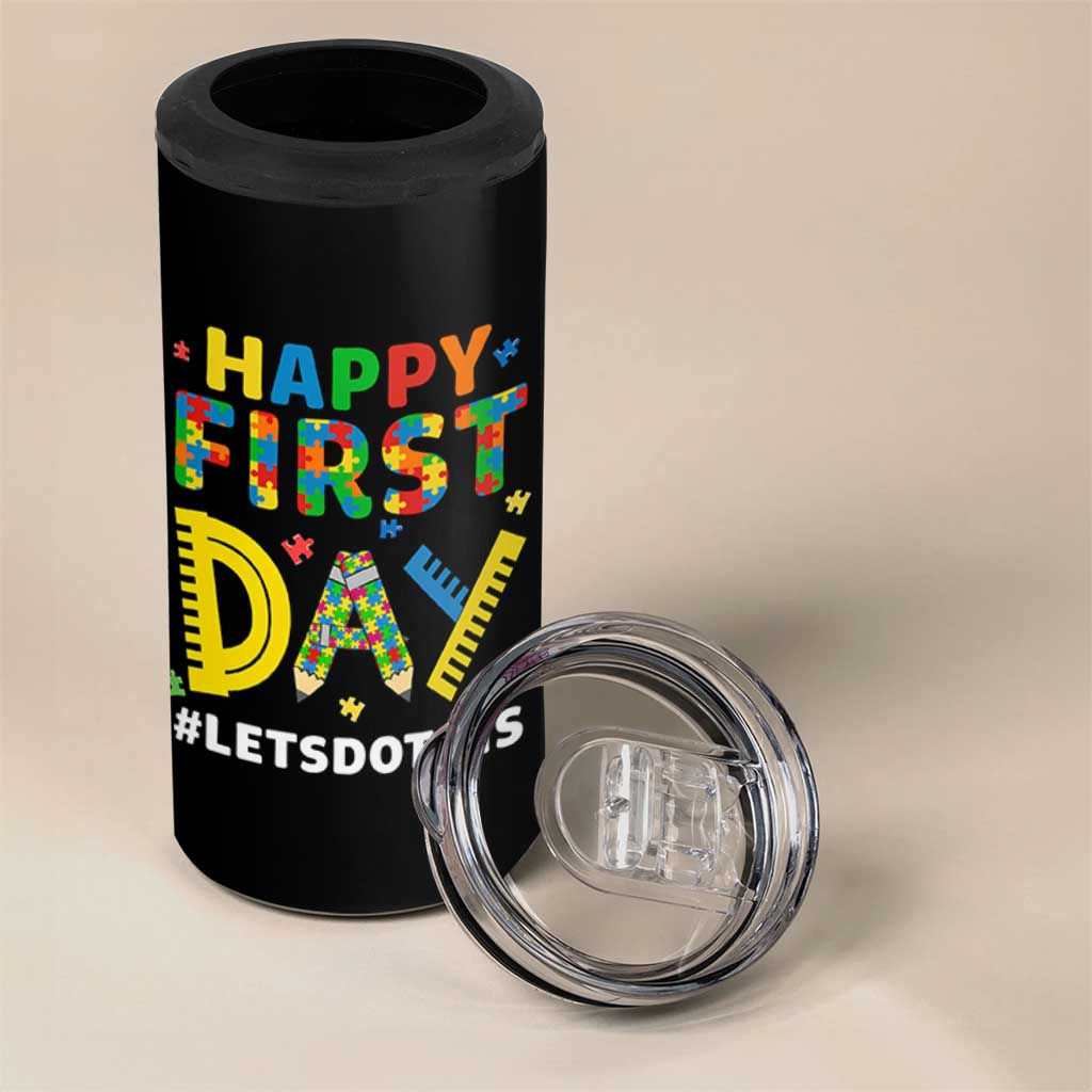 Autism Acceptance Back To School Educator 4 in 1 Can Cooler Tumbler Happy First Day