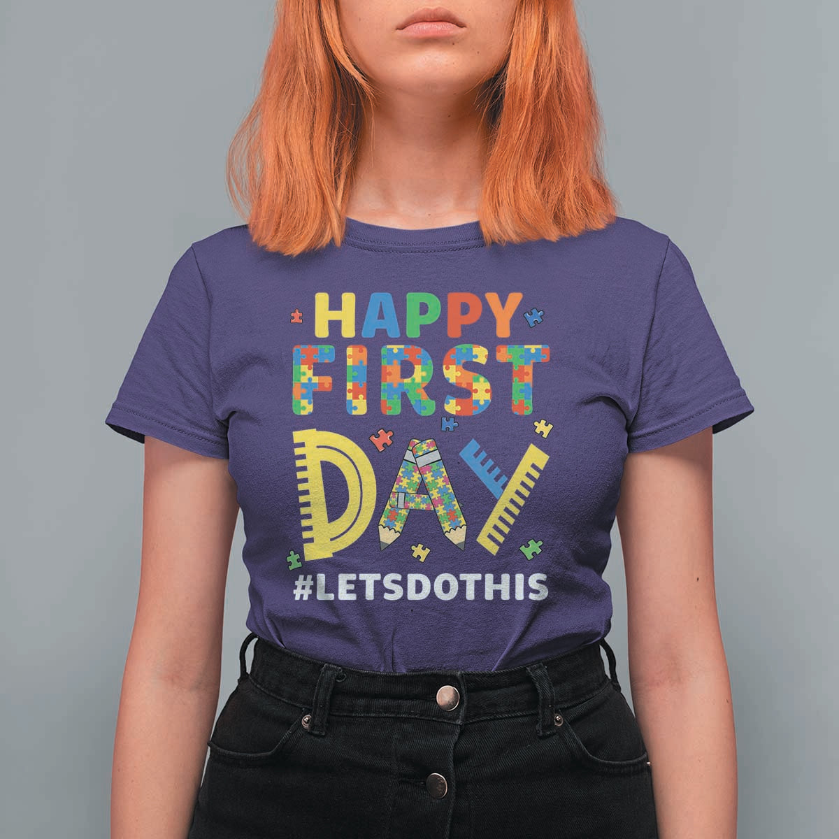 Autism Acceptance Back To School Educator T Shirt For Women Happy First Day