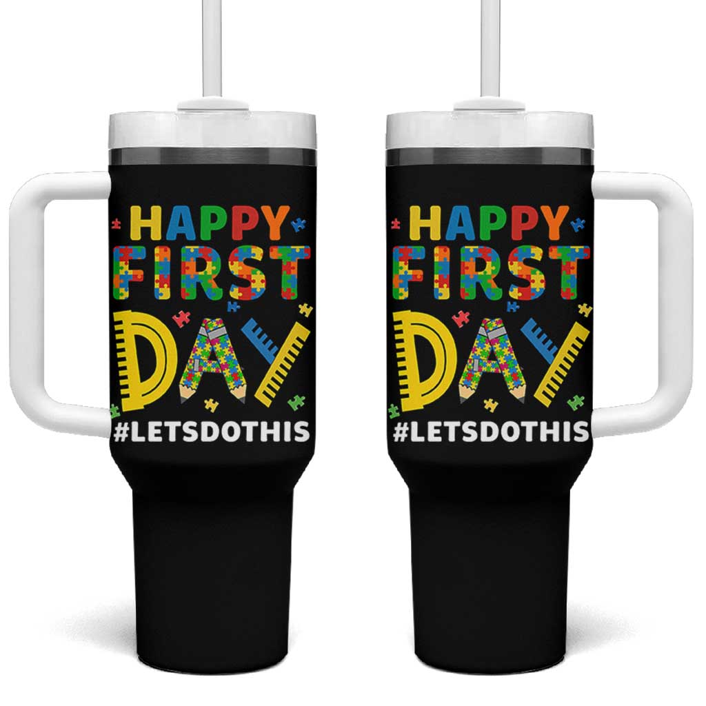 Autism Acceptance Back To School Educator Tumbler With Handle Happy First Day