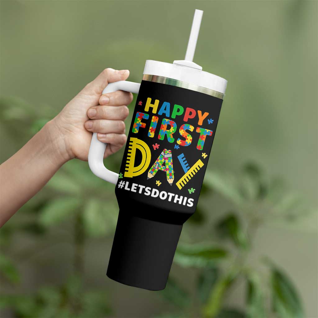 Autism Acceptance Back To School Educator Tumbler With Handle Happy First Day