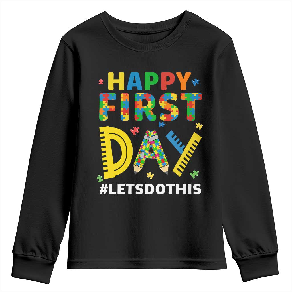 Autism Acceptance Back To School Educator Youth Sweatshirt Happy First Day