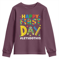 Autism Acceptance Back To School Educator Youth Sweatshirt Happy First Day