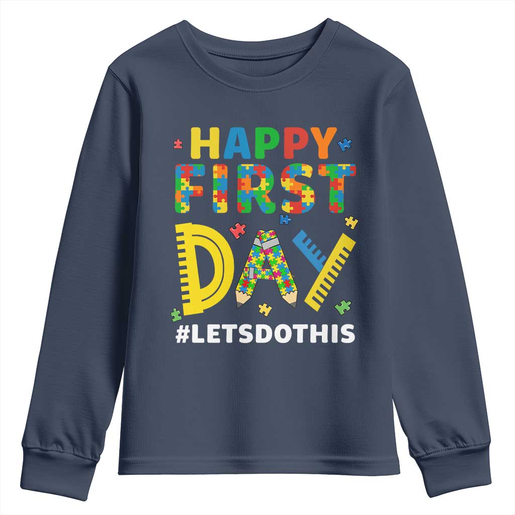 Autism Acceptance Back To School Educator Youth Sweatshirt Happy First Day