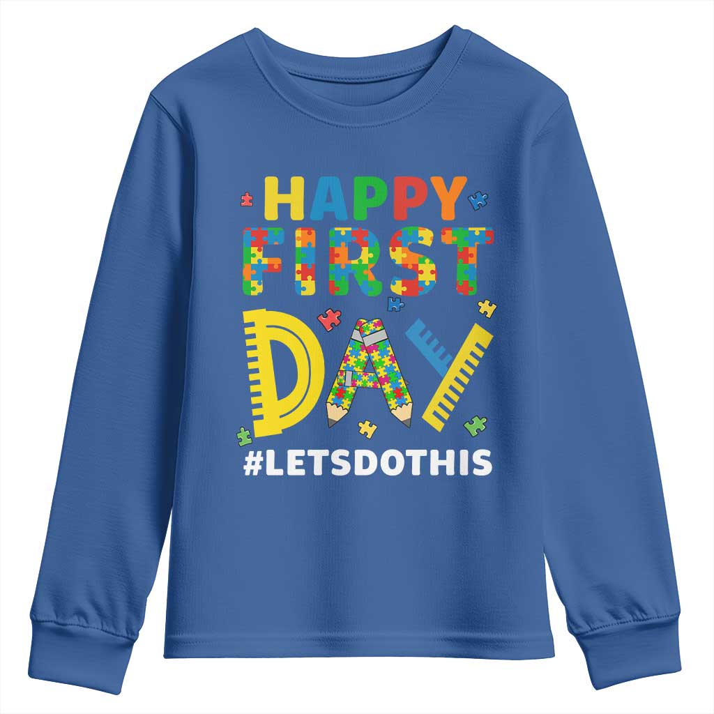 Autism Acceptance Back To School Educator Youth Sweatshirt Happy First Day